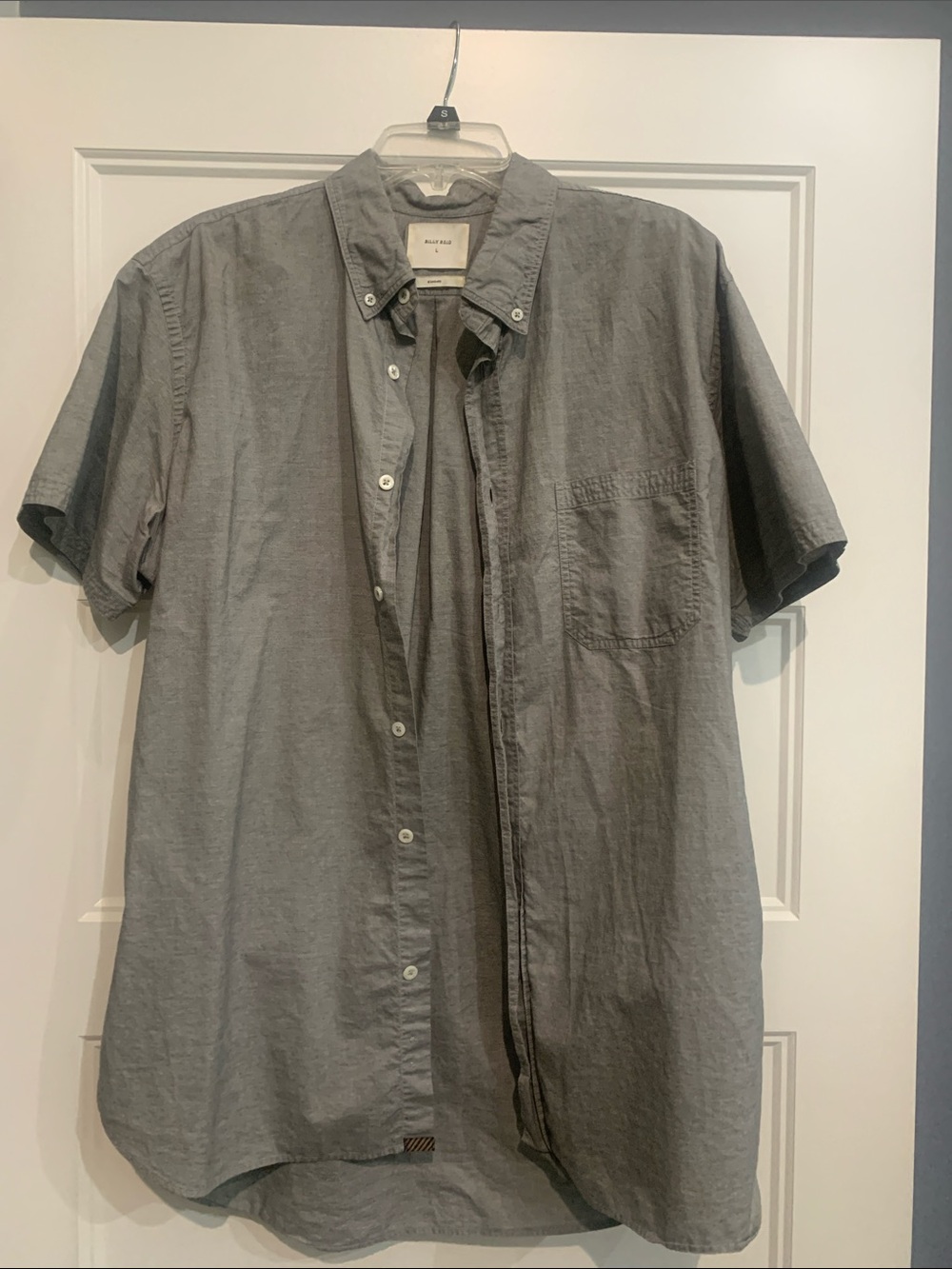 Elle Men's Short-Sleeve Gray Button-Down Shirt